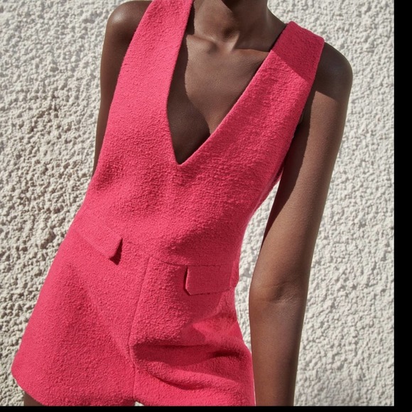Zara Pants - Zara Fuchsia Textured Playsuit Romper